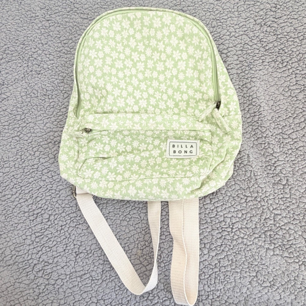 Billabong Mini Backpack Womens Small Green Floral Excellent Canvas Boho Y2K